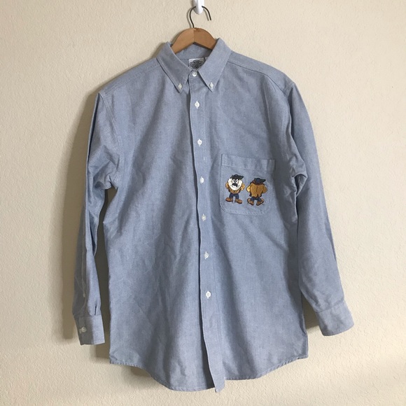 VTG 90’s Men’s Acme Clothing Taz Tasmanian Devil Long Sleeve Button Down Shirt - Picture 1 of 10